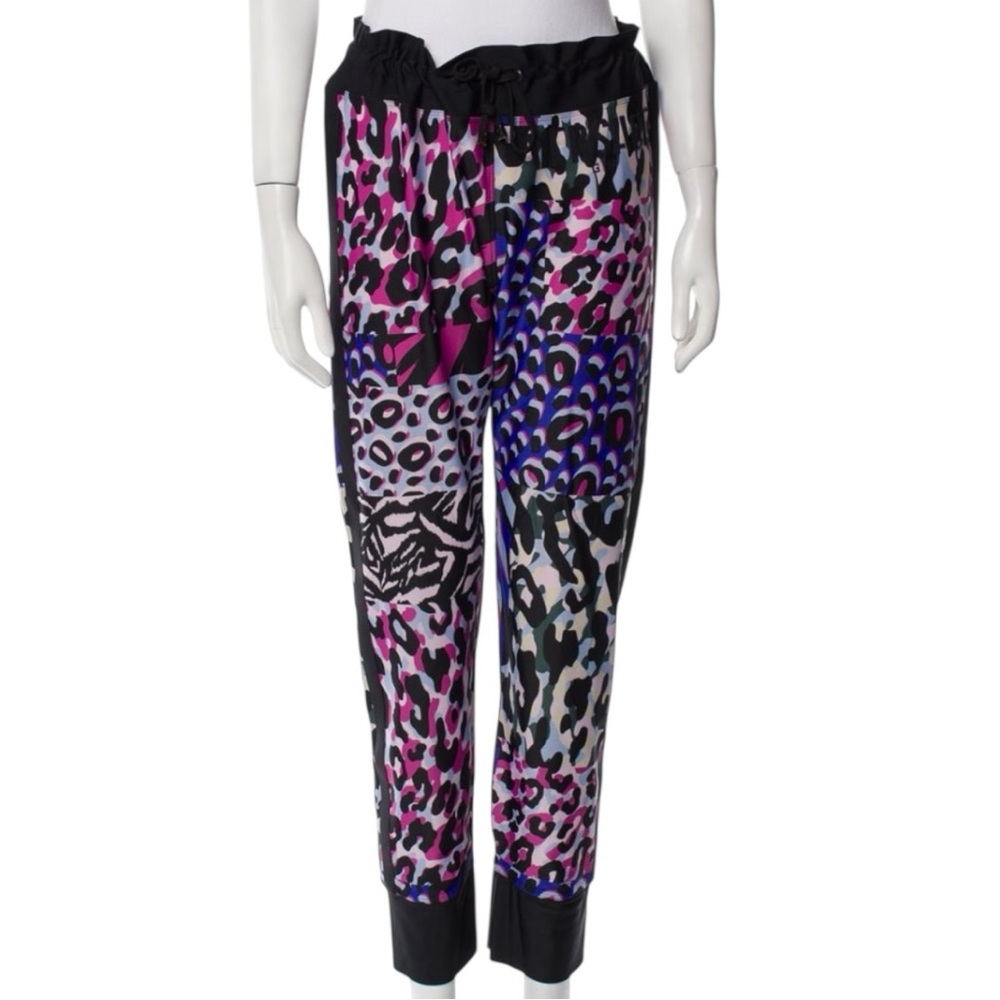Versace leopard printed joggers bold multicolor drawstring waist size large